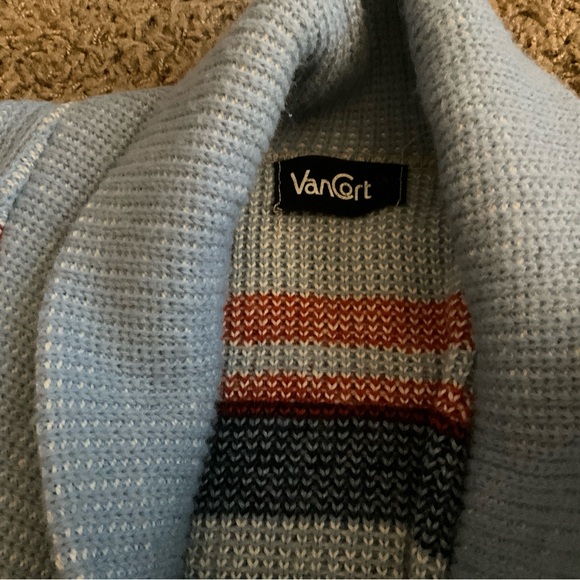 Genuine Vintage 1970’s VanCort Blue Patterned Cardigan, Original Belt, Boho, Fab - Picture 5 of 10